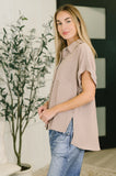 Keep Up Collared Button Down in Ash Mocha - Aero Boutique 