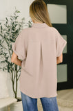 Keep Up Collared Button Down in Ash Mocha - Aero Boutique 
