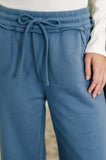 Drop-Ship Lounge Line Wide Leg Sweats in Dusty Blue