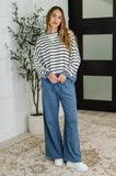 Drop-Ship Lounge Line Wide Leg Sweats in Dusty Blue