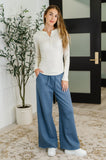 Drop-Ship Lounge Line Wide Leg Sweats in Dusty Blue