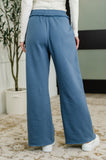 Drop-Ship Lounge Line Wide Leg Sweats in Dusty Blue
