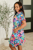 Miss Behave Bubble Sleeve Dress in Navy