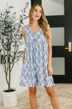 Miss Mischief V-Neck Romper in Blue