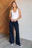 Resort Travel Wide Leg Crop Pant in  Navy