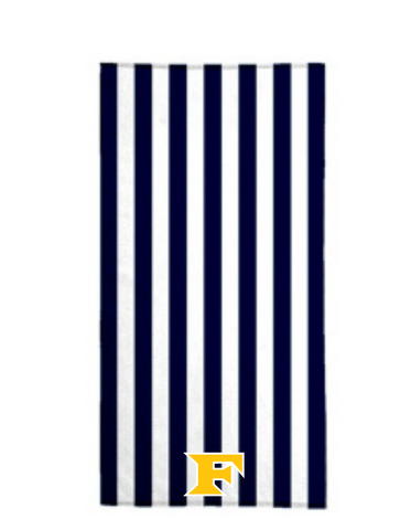 Five Star Embroidered Beach Towel Black Stripe