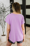 Top Shelf Basic V-Neck Ribbed Tee in Lavender- Drop Ship