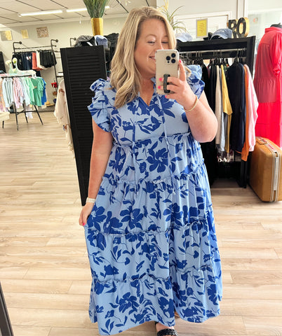 Curvy Prancing Through Flowers Maxi Dress