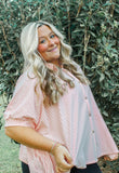 Oversized Stripe Button Down Shirts- Pink