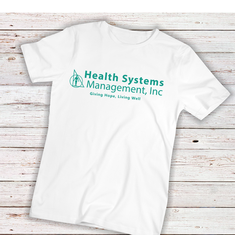 Health Systems Management Printed Tee- White W/Teal