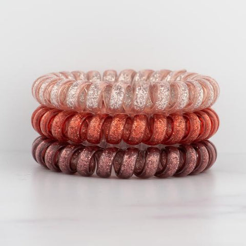 Hotline Hair Ties- Rose Gold Glitter Set