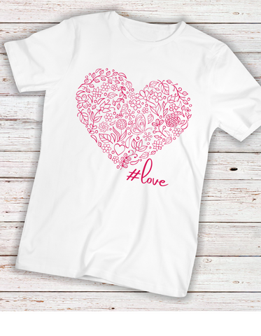 White Heart Love Tee- Short and Long sleeve- Youth and Adult
