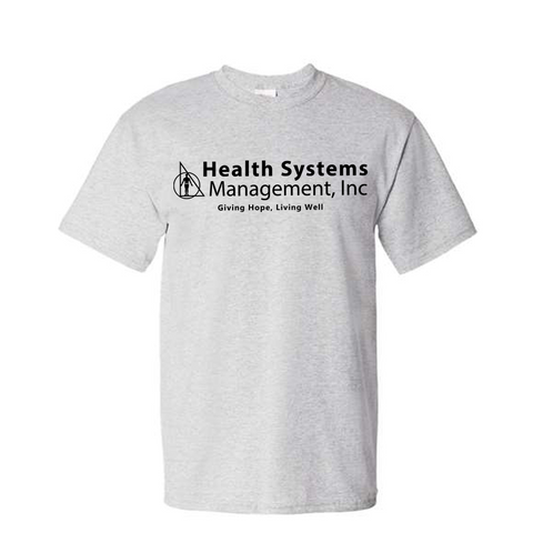 Gildan Health Systems Management Printed Tee- Grey W/Black
