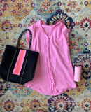 Follow Your Heart Shirt Dress- Pink