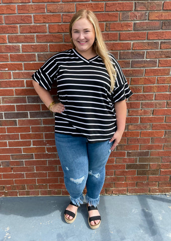 It's a Love Thing Striped Top - Black