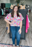 Florals in Fuchsia Top