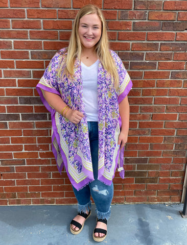 Lightweight Printed Kimono-Purple Printed