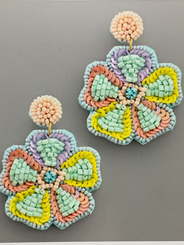 Seed Beaded Flower Earring
